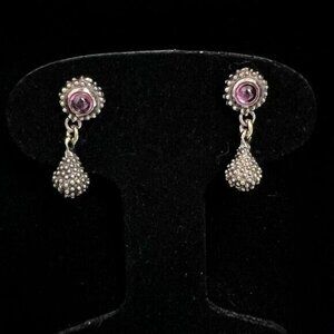 925 Sterling silver drop earrings with purple stone New